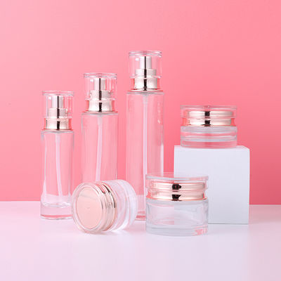 Qualität  Wholesale 20g 30g 50g 40ml 100ml 120ml Luxury Empty Cosmetic Glass Bottle And Jar Set Cosmetics Skin Care Packaging Containers usine